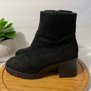 Raid Black Velvet Lug Sole‎ Ankle Boot Women’s 7 Chunky Block Heel Bootie Chic